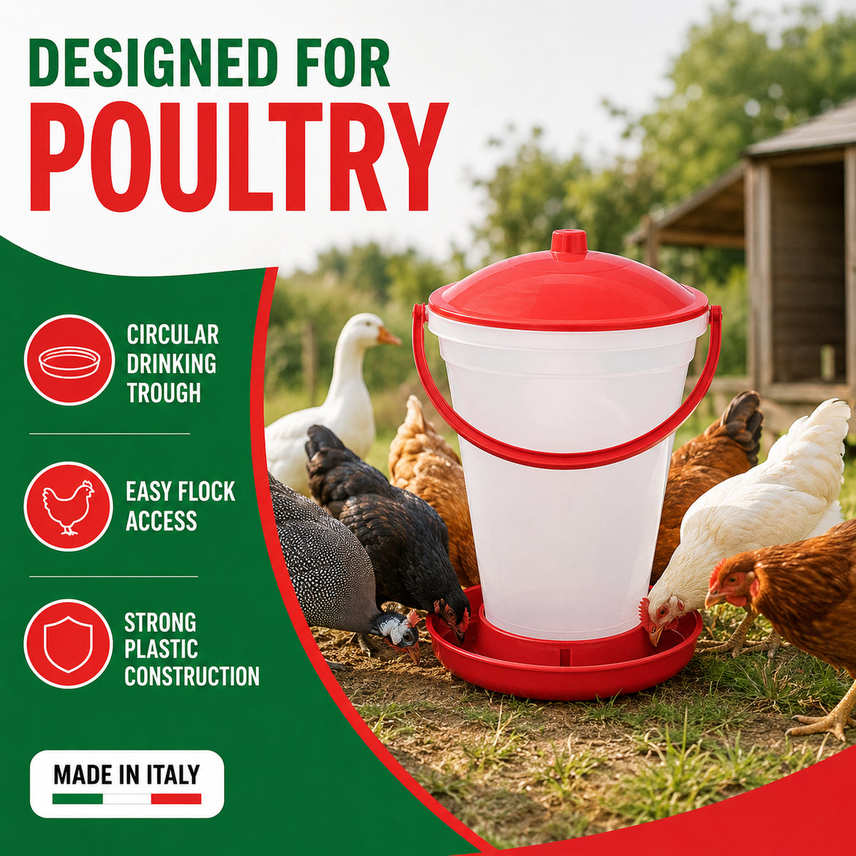 Novital 24 Liter Rapid Clean Drinker for Chicken and Other Similar Birds (Made in Italy)