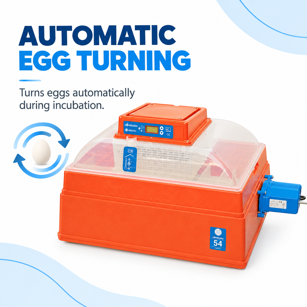 Covatutto 54 Digital Automatic Egg Incubator with Automatic Egg Turner, Digital Temperature Control, Ventilation Fan, External Water Refill and Hatch Day Indicator
