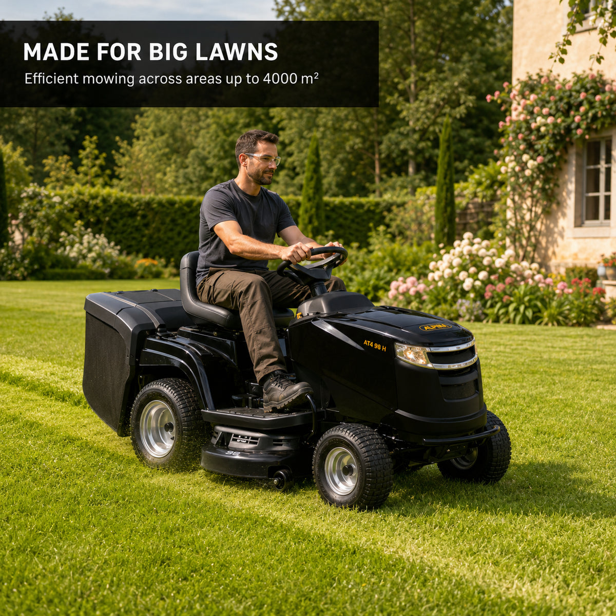 Alpina Lawn Tractor 500cc Briggs & Stratton Engine, 98 cm Cutting Deck (AT4 98 H)