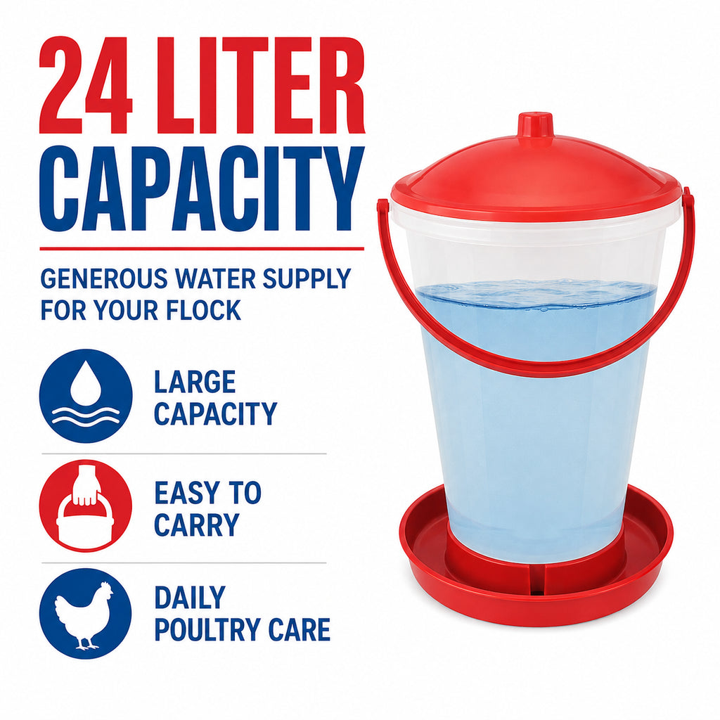 Novital 24 Liter Rapid Clean Drinker for Chicken and Other Similar Birds (Made in Italy)