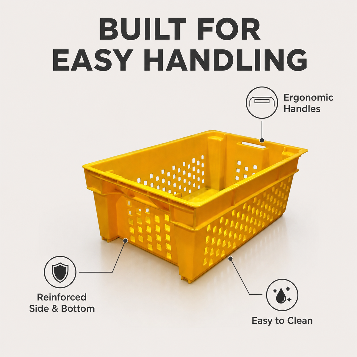 Food Grade Crate for Dates, Fruit and Vegetables (Yellow)