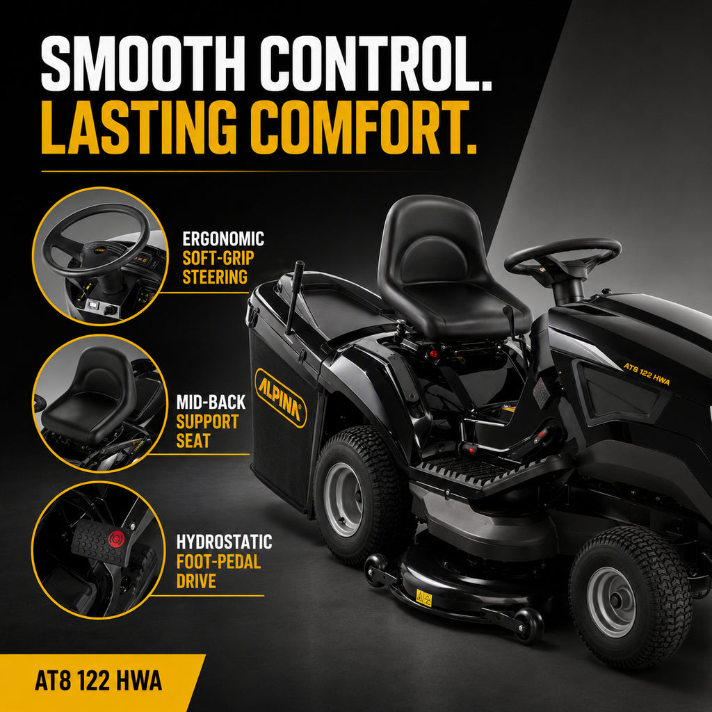 Alpina Italy Lawn Tractor With 635cc Stiga Engine, 122cm Cutting Deck (AT8 122 HWA)