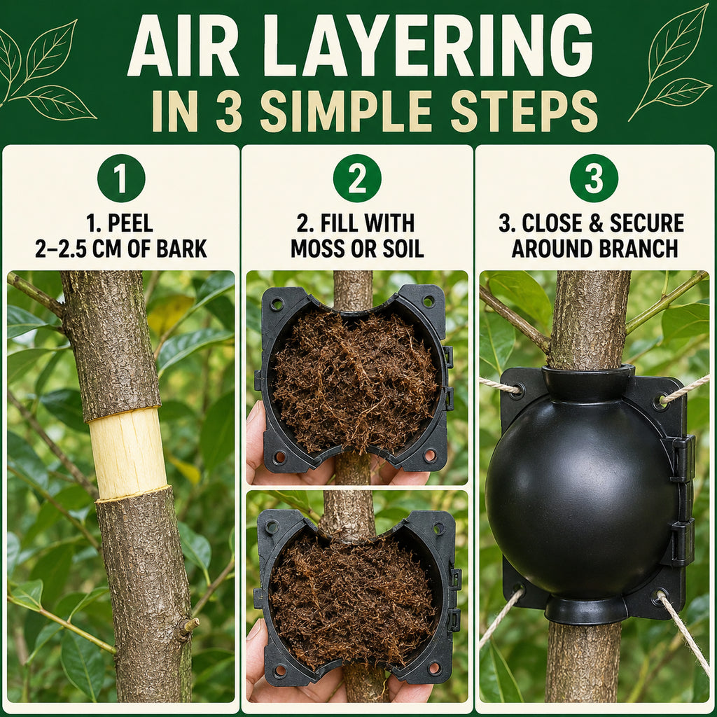 Plant Root Growing Ball, Air-Layering Pod (5Pc's) (Medium, Black)
