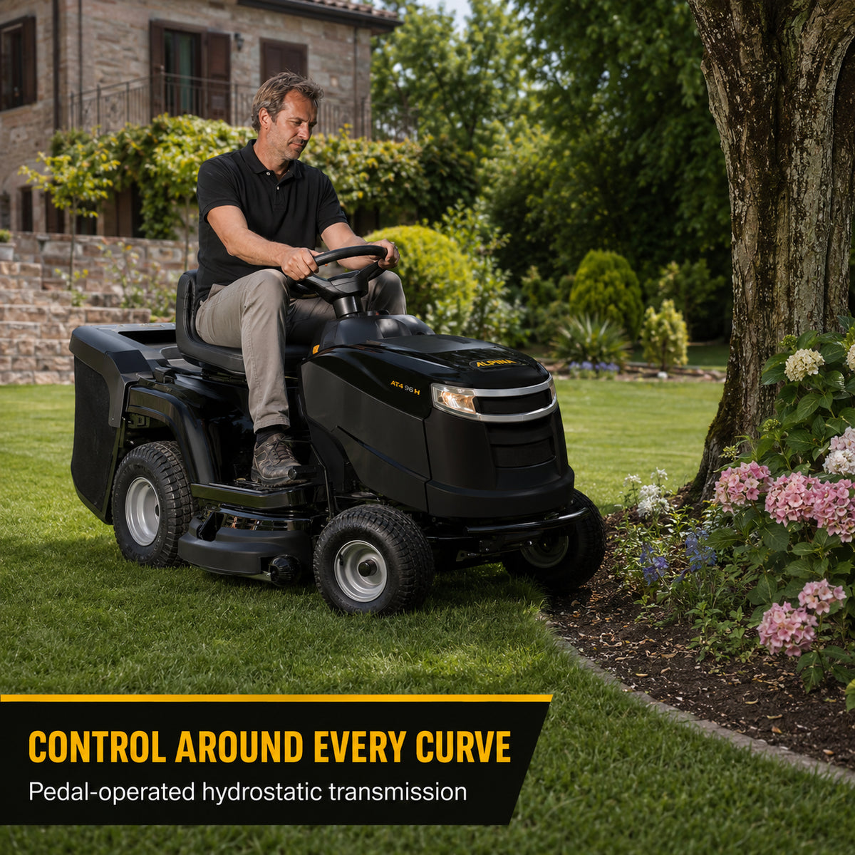 Alpina Lawn Tractor 500cc Briggs & Stratton Engine, 98 cm Cutting Deck (AT4 98 H)