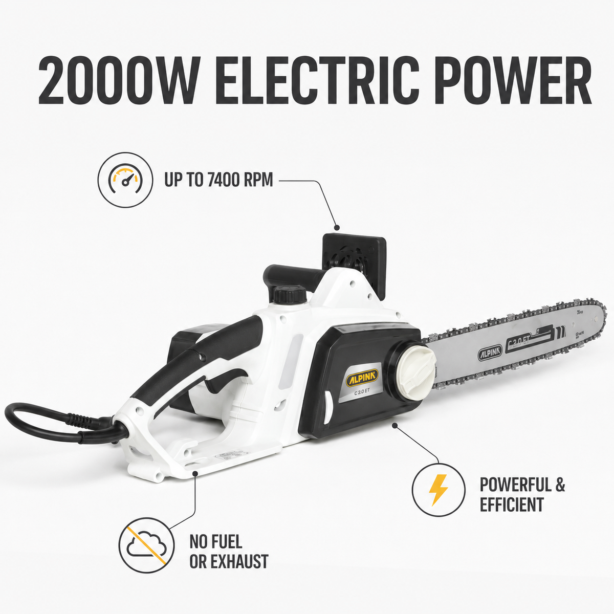 Alpina Italy 16 Inch 2000W Electric Chainsaw (C 2.0ET)