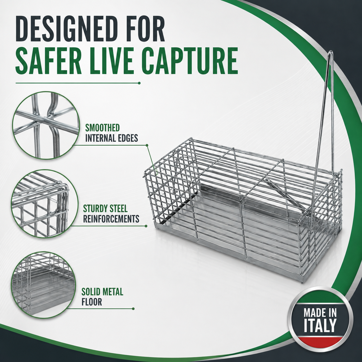 Novital Small Professional Style One-Door Cage Trap for Mouse (Made in ITALY)