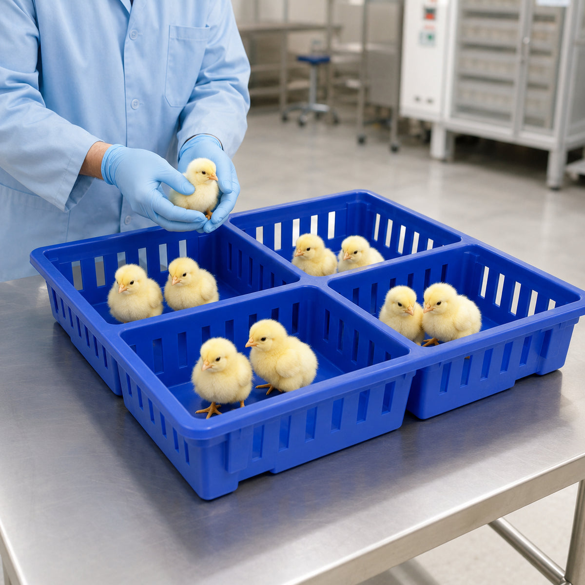 Giordano Excellent ventilation, HD polyethylene chick box with four Compartments (Made in Italy)