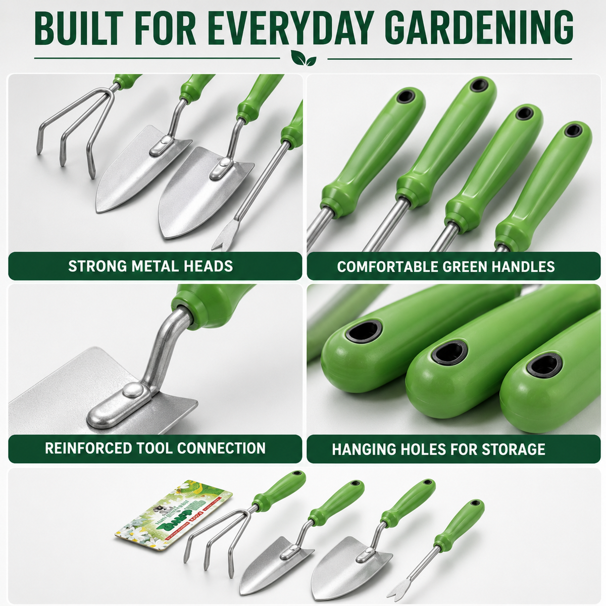 Trapp Brazil Garden Tool Set 4 Piece Garden Kit with Cultivator, Trowel, Shovel Leaf Trimmer Rake, (FJ 1201)