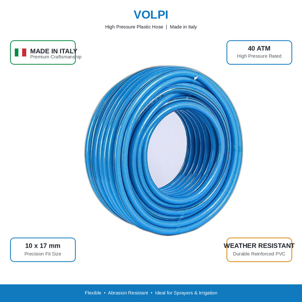Volpi High Pressure Plastic Hose 10×17 mm – 40 Bar (100 m) | Made in Italy